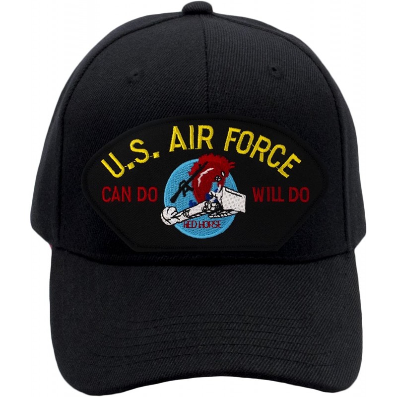 Baseball Caps US Air Force Red Horse - Charging Charlie Hat/Ballcap Adjustable One Size Fits Most - Black - C51803D5TID $33.16