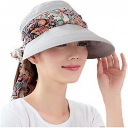 Sun Hats Women Wide Brim Visor Hats with Removable Neck Flap UV Protection Summer Sun Cap - Grey - CX18G842ZET $23.44