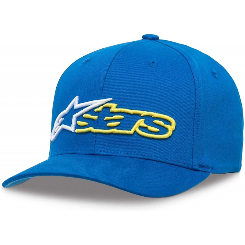 Baseball Caps Men's Logo Flexfit Hat Curved Bill Structured Crown - Blue/White - CL18HKX3NCC $52.08