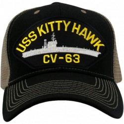 Baseball Caps USS Kitty Hawk CV-63 Hat/Ballcap Adjustable One Size Fits Most (Mesh-Back Black & Tan- Standard (No Flag)) - CK...