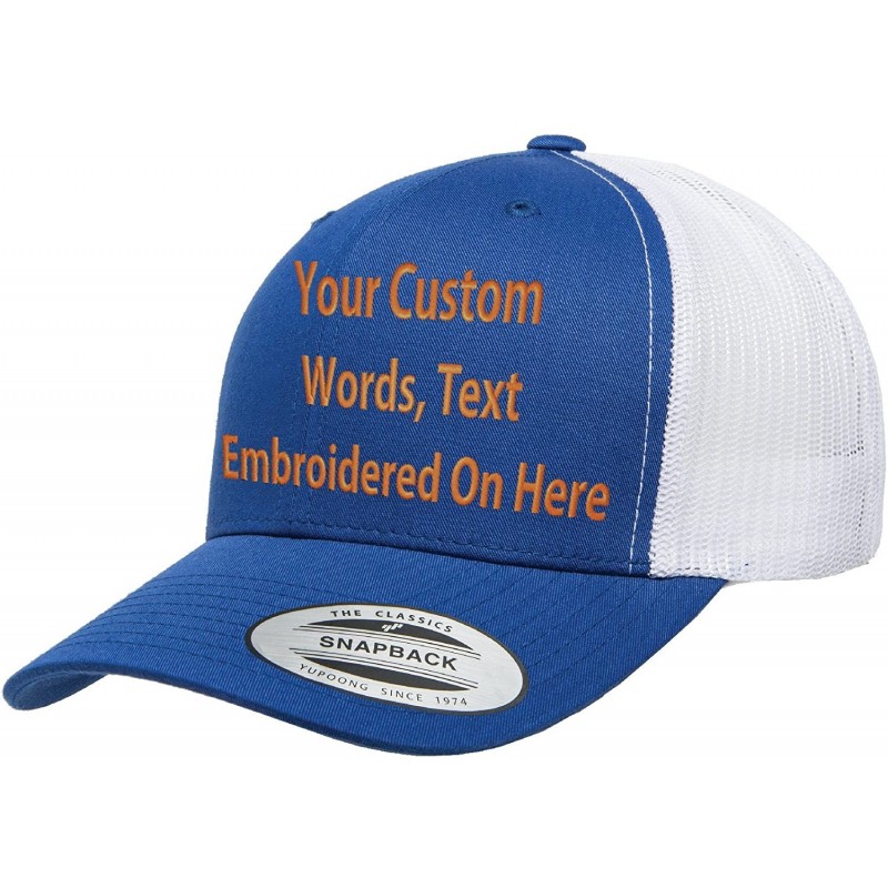 Baseball Caps Custom Trucker Hat Yupoong 6606 Embroidered Your Own Text Curved Bill Snapback - Royal/White - CB1875O8SU6 $34.61
