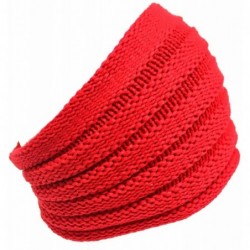 Skullies & Beanies Ribbed Knit Headband with Floral Design - Red - CP11G4LOF25 $22.12