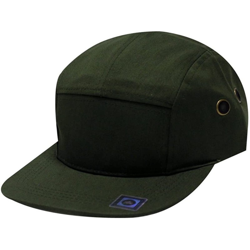 Baseball Caps 5 Panel Cotton with Leather Strap - Olive - CQ119KGP859 $17.77