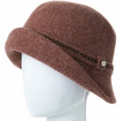 Bucket Hats Cloche Round Hat for Women 1920s Fedora Bucket Vintage Hat Flower Accent - 00090_caramel - C718YR30O9T $31.24