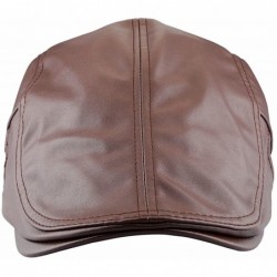 Newsboy Caps Flat Caps for Men- Beret Leather Hat Cabbie Gatsby Newsboy Cap Ivy Irish Hats - 3-coffee - C6189I7G93T $23.32