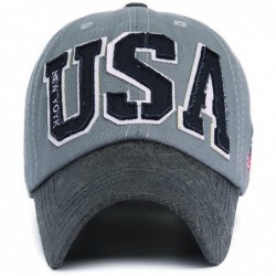 Baseball Caps Unisex Vintage Trendy Baseball Cap Trucker Hat Hip Hop American USA Star FLAG - Grey - C41227FYBR5 $19.19