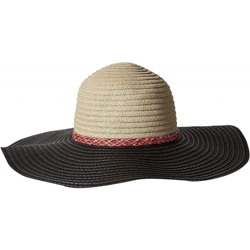 Sun Hats Women's Two Tone Sunhat with Metalic Faux Leather Braided Band - Black - CT12OBA90W6 $19.67