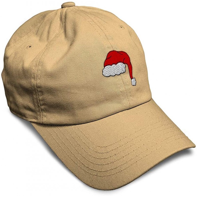 Baseball Caps Custom Soft Baseball Cap Santa Hat Embroidery Dad Hats for Men & Women - Khaki - CV18SMNQAUH $14.69
