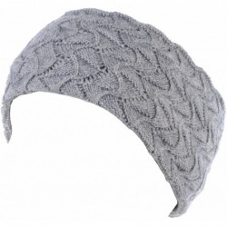 Cold Weather Headbands Womens Chic Cold Weather Enhanced Warm Fleece Lined Crochet Knit Stretchy Fit - Wave Gray - CH184KZSIT...