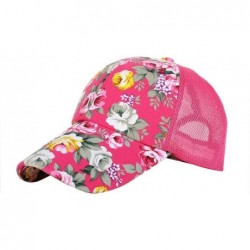 Baseball Caps Adjustable Floral Trucker Snapback Cap Snapback Baseball Cap Hat for Women Girls with Stylus - Hot Pink - CG11A...