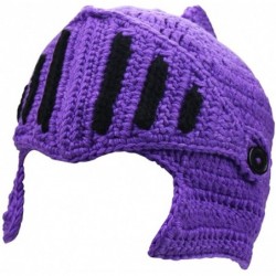 Skullies & Beanies Mens Winter Crochet Knight Skull Slouchy Ski Beanie Removable Face Mask Cap Hat - Purple - CV18KA43D9T $18.10