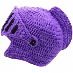 Skullies & Beanies Mens Winter Crochet Knight Skull Slouchy Ski Beanie Removable Face Mask Cap Hat - Purple - CV18KA43D9T $14.24