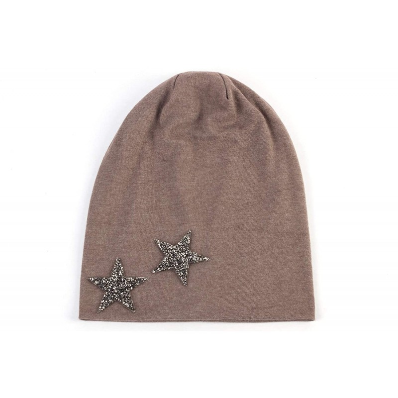Skullies & Beanies Women's Star Slouchy Beanie Hat - Mauve Grey - CE18X8LW4NC $36.15