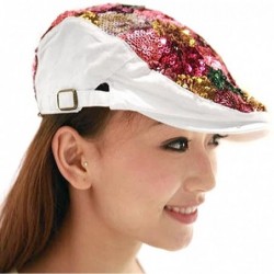 Newsboy Caps Colorful Multicolor Sequin Glitter Newsboy Beret Cap Hat FFH037 - White - C812O1YVBQ2 $68.33