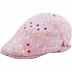 Newsboy Caps New Cool Lace Mesh Colorful Polka Dot Newsboy Ivy Trendy Hat - Pink - CB12EF8Y45V $21.33