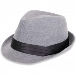 Fedoras Men's Women's Manhattan Structured Gangster Trilby Fedora Hat - P_light Grey - CB18K60T8WN $20.67