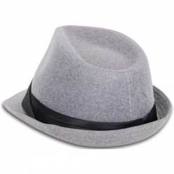 Fedoras Men's Women's Manhattan Structured Gangster Trilby Fedora Hat - P_light Grey - CB18K60T8WN $20.67