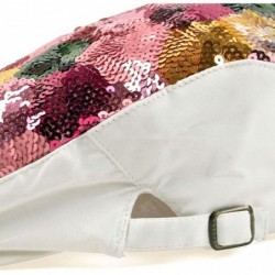 Newsboy Caps Colorful Multicolor Sequin Glitter Newsboy Beret Cap Hat FFH037 - White - C812O1YVBQ2 $56.05