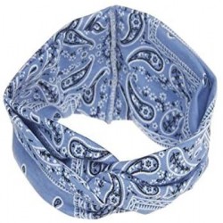 Headbands Women Yoga Sport Headband Elastic Floral Twisted Knotted Hair Band Turban - Blue - CE18NUEAZ4C $22.77