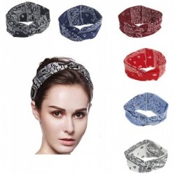 Headbands Women Yoga Sport Headband Elastic Floral Twisted Knotted Hair Band Turban - Blue - CE18NUEAZ4C $14.66