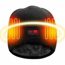 Skullies & Beanies Rechargeable Battery Heated Beanie Hat-7.4V Li-ion Battery Warm Winter Heated Cap-Works up to 3-7H - Black...