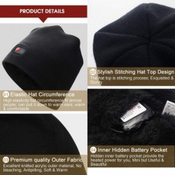Skullies & Beanies Rechargeable Battery Heated Beanie Hat-7.4V Li-ion Battery Warm Winter Heated Cap-Works up to 3-7H - Black...