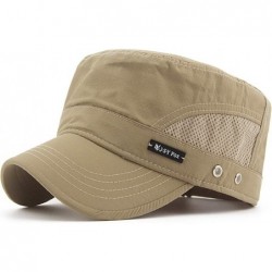 Skullies & Beanies Mens Womens Quick Dry Cadet Cap Waterproof Army Military Hat Flat Top Caps Mesh Inner - A-khaki - CH11ACXS...
