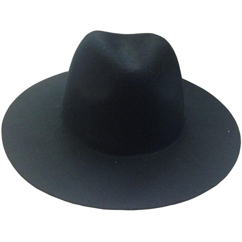 Fedoras Men's Wool Felt Hat Black - CM11QBG1UAR $16.09
