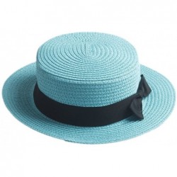 Sun Hats Fashion Women Men Summer Straw Boater Hat Boonie Hats Beach Sunhat Bowler Caps - Sky Blue - CH18228L7OM $18.38
