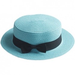 Sun Hats Fashion Women Men Summer Straw Boater Hat Boonie Hats Beach Sunhat Bowler Caps - Sky Blue - CH18228L7OM $13.91