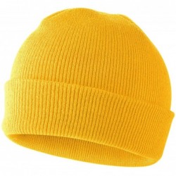 Skullies & Beanies 50% Wool Short Knit Fisherman Beanie for Men Women Winter Cuffed Hats - 5-yellow - CS18Z35OECI $20.24