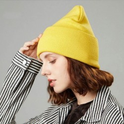 Skullies & Beanies 50% Wool Short Knit Fisherman Beanie for Men Women Winter Cuffed Hats - 5-yellow - CS18Z35OECI $11.86