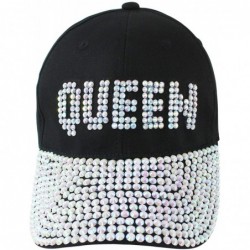 Baseball Caps Queen Rhinestone Baseball Cap Hat Black - CV18KNLOKQN $35.24
