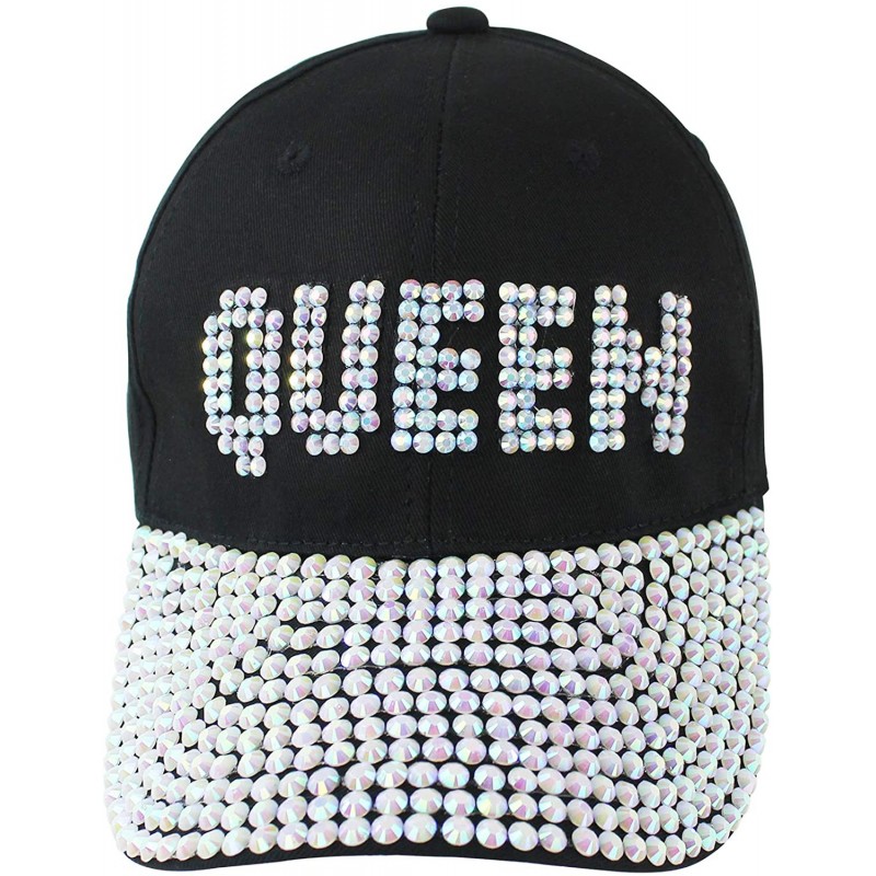 Baseball Caps Queen Rhinestone Baseball Cap Hat Black - CV18KNLOKQN $35.24