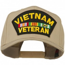 Baseball Caps Vietnam Veteran Patched High Profile Cap - Khaki - CL11ND5K173 $32.76