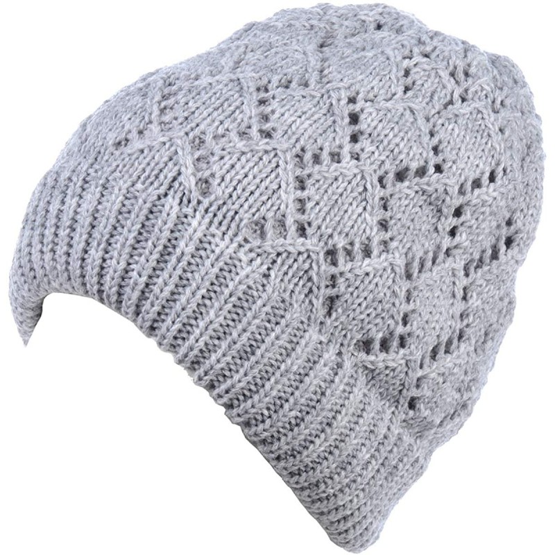 Skullies & Beanies Womens Winter Knit Beanie Hat Plush Fleece Lined - 507grey - CV18ZAT3W3S $27.55