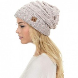 Skullies & Beanies Hat-100 Oversized Baggy Slouch Thick Warm Cap Hat Skully Cable Knit Beanie - Rose Mix - C418XKSET9K $22.01