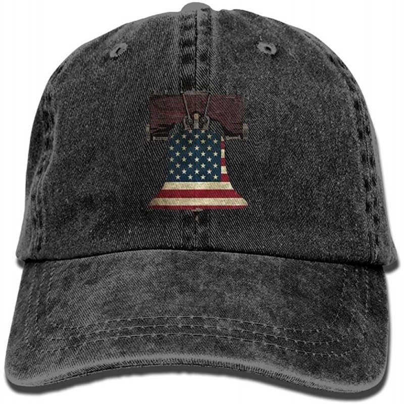 Cowboy Hats American Liberty Bell Trend Printing Cowboy Hat Fashion Baseball Cap for Men and Women Black - Black - CG180H6WSU...