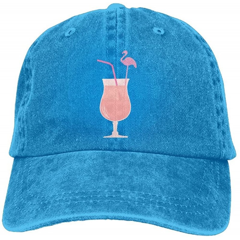 Baseball Caps Men's Women's Fruit Juice Flamingo Cotton Adjustable Peaked Baseball Dyed Cap Adult Washed Cowboy Hat - Royalbl...