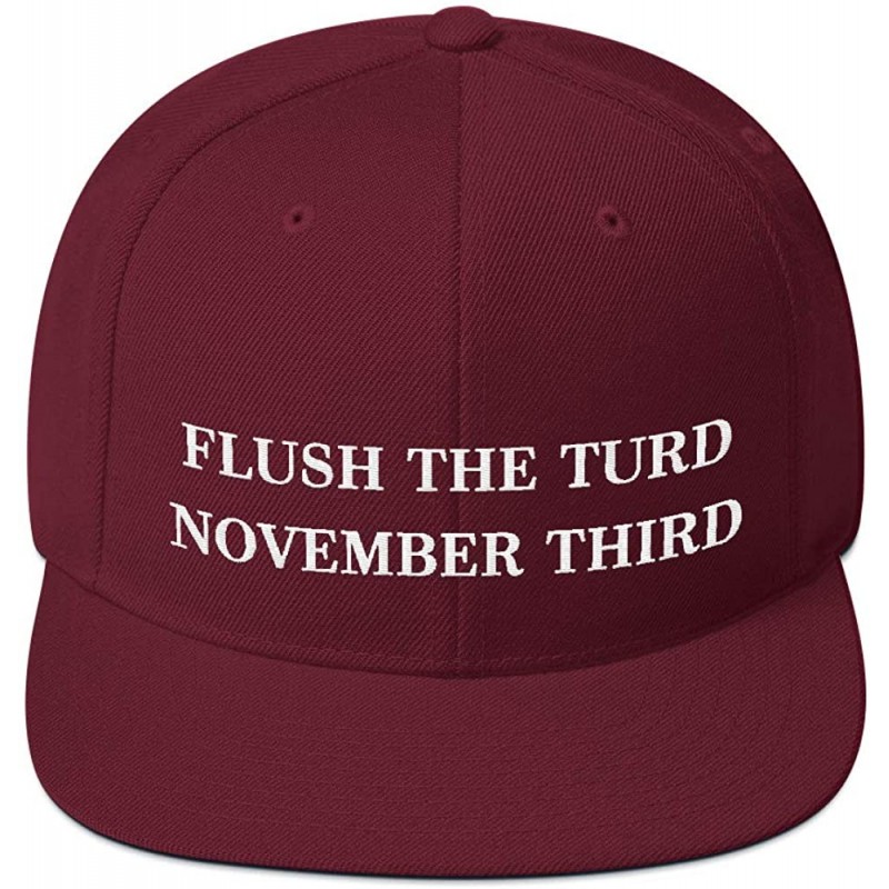 Baseball Caps Flush The Turd November Third Hat (Embroidered Wool Blend Cap) Anti Donald Trump - Maroon - CM18XUSHW2Z $35.67