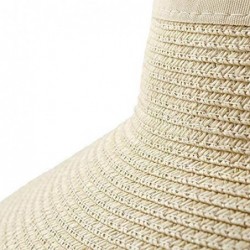 Sun Hats Summer Straw Beach Sun Visor Ponytail Hats for Women Foldable Floppy - Kd-khiki/Beige - CE194TED2HA $26.56
