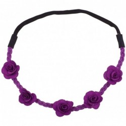 Headbands Black Rose Fabric Woven Floral Flower Stretch Headband Head Band - Purple - CH125R4695P $18.35