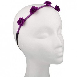 Headbands Black Rose Fabric Woven Floral Flower Stretch Headband Head Band - Purple - CH125R4695P $13.76