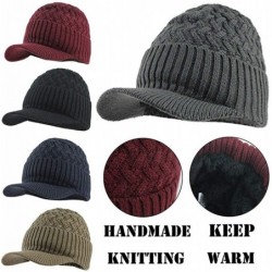 Skullies & Beanies Mens Winter Hats Warm Fleece Lined Unisex Ribbed Knit Hat with Visor Beanie Skull Caps (Red) - CU18KRGCTMN...