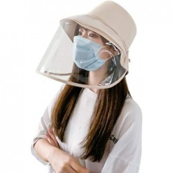 Sun Hats Removable Protective Hat Face Safeguard- Anti-Fog Dustproof Sun Bucket Cap - Beige - CQ197KX8KMW $25.06