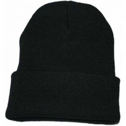 Skullies & Beanies Unisex Cuffed Acrylic Knitting Winter Warm Beanie Caps Soft Slouchy Ski Hat - Black - C218HWO554O $18.86