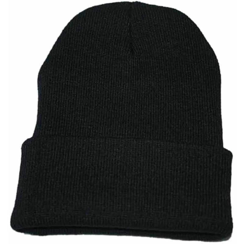 Skullies & Beanies Unisex Cuffed Acrylic Knitting Winter Warm Beanie Caps Soft Slouchy Ski Hat - Black - C218HWO554O $17.11
