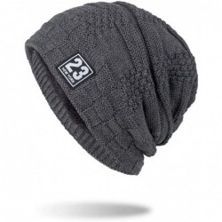 Skullies & Beanies Beanie Hat for Men Women Winter Warm Knit Slouchy Thick Skull Cap Casual Down Headgear Earmuffs Hat - CF18...