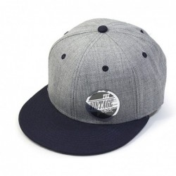 Baseball Caps Premium Heather Wool Blend Flat Bill Adjustable Snapback Hats Baseball Caps - Navy/Heather Gray - CQ125LESW5L $...