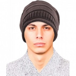 Skullies & Beanies Men's Cable Knit/Slouchy Style/Dual-Layer Beanie- Soft & Warm Hat - Slouch - Brown - CE110UFFEC1 $23.81